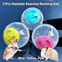 3pcs Hamster Exercise Ball, Transparent Ventilated Outdoor Rolling Ball, Colorful Lid Walking Ball, Suitable For Hamsters, Gerbils, Blue, Yellow, Pink - View 2