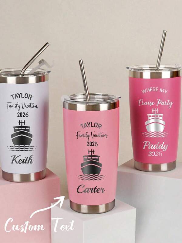 Regalos para fiesta en crucero, vaso térmico personalizado de 20 oz, taza de viaje personalizada, vaso térmico grabado con láser, taza de agua de acero inoxidable, vaso térmico para dama de honor
