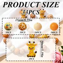 33PCS New 3D Animal Series Silicone Beads Set, Giraffe Leopard Zebra Duck Cat Shaped Design, Multiple Colors Round Beads, Suitable For Jewelry Making, Perfect For DIY Bracelets, Lanyards, Beaded Pen Accessories, Holiday Decorations And Other Handmade Crafts - New 3D Animal - View 4