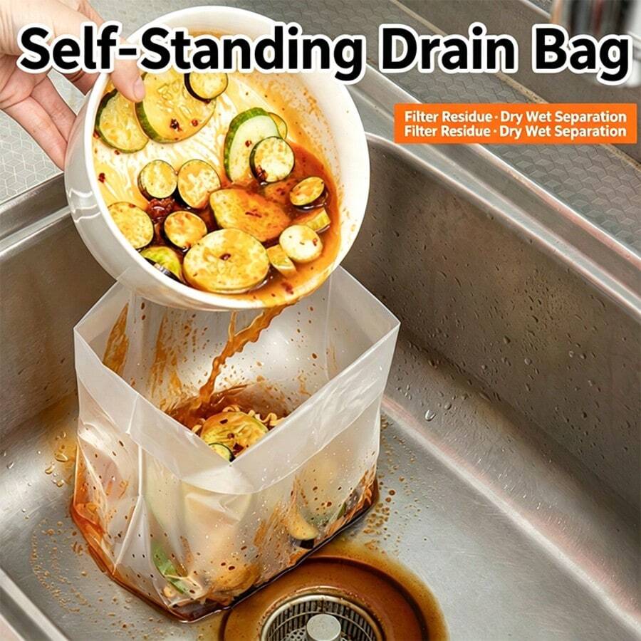 30PCS Filterable Garbage Bags, Self-Standing Multi-Functional Kitchen Trash Bags, Strong And Durable, Easy To Dispose, One Bag For Kitchen Leftovers, Filter Wastewater, Collect Residue - A - View 1