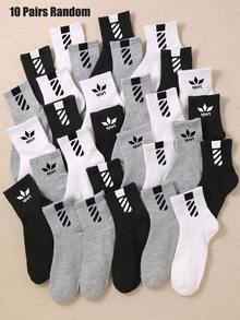 5/10/20 Pairs Kids Twill Street Style Socks, Back To School Season, Autumn, Short Socks, Girls Socks, Boys Socks, First Day Of School - Multicolor - View 17