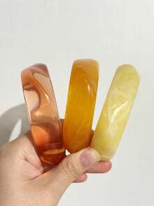 3件組極簡黃色方形手鐲套組，時尚迷人粗款飾品 - 彩色 - 查看 5