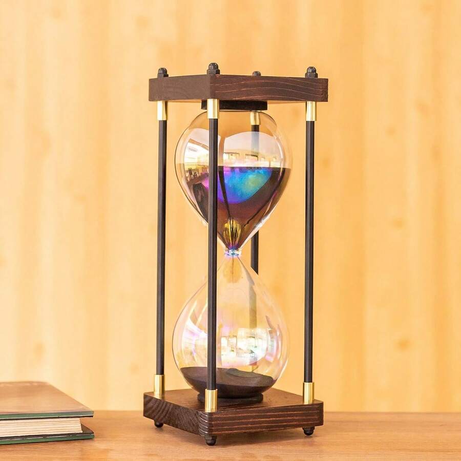 Timer, 30 Minutes Sand Timer,Hourg Lass With,Decor Home, Desk,Office, Wedding Decor (Black) - Black 1pc - View 1