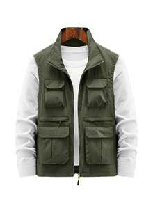 Men's Spring/Autumn Lightweight Outdoor Workwear Multi-Pocket Tactical Vest Jacket - Army Green - View 3
