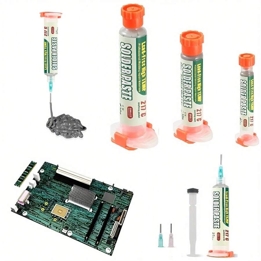 High Temperature (217°C) Injectable Solder Paste (Sn99% Ag0.3% Cu0.7%), With 2 Dispensing Tools And Plunger, Suitable For BGA/SMT Soldering.