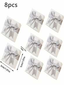 Square Ribbon Bow Jewelry Gift Box, Multi-Color Cardboard Small Storage Box With Black Lining, Suitable For Rings, Earrings, Necklaces, Wedding, Proposal, Birthday Gift Packaging - Multicolor - View 12