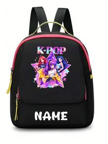 Personalized Back To School Backpack, Casual Versatile Music Idol Theme Print, Zipper Closure Nylon Material, Adjustable Shoulder Straps, Hand-Carry, Dancing, Shopping, Outdoor Trips, Birthday Gift, Aesthetic, Fandom-Core, Concert Essentials - Multicolor - View 52