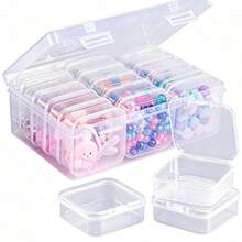 Transparent Plastic Storage Box With Multiple Small Compartments - Bead Storage Box With Hinge Flip Lid Design, Rectangular Plastic Material, Convenient For Storing Various Beads; Perfect For DIY Handmade Jewelry, Nail Art, Bracelet Making, Ideal Storage Tool For Jewelry Crafting, Also An Excellent Choice For Valentine's Day Gifts And Women's Gifts. - A - View 2