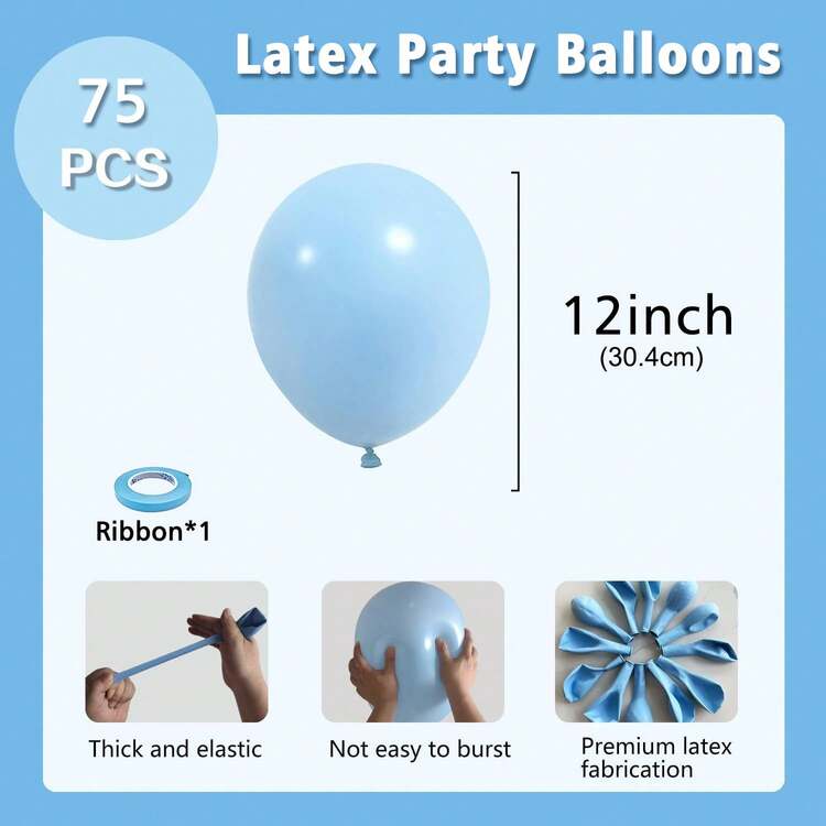 15/35/55/75pcs Light Blue Balloons. 5/10/12/18-Inch Light Blue Latex Balloons, For Gender Reveal Parties, Themed Parties, Graduation Ceremonies, Weddings And Birthdays! - Light Blue - View 8