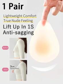 1 Pair Silicone Anti-Friction Nipple Covers, Reusable Washable Invisible Self-Adhesive Lift Breast Pads, Suitable For Swimwear, Tank Tops, Weddings, Beach, Skin-Friendly Adhesive Breast Pads, Portable Summer Vacation Travel Women's Daily Wear Accessories - Multicolor - View 1