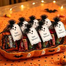 Halloween Candy Bag Set, 10 Organza Bags And 10 Ghost Tags, Halloween Trick Or Treat Gifts/Party Decorations - Multicolor - View 3