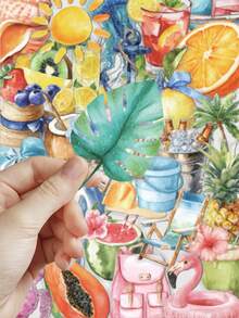 50 piezas de pegatinas de verano para adultos, adolescentes y entusiastas de las pegatinas, para scrapbooking, diarios, portátiles, parachoques, patinetas y talla grande - Diseños duraderos y resistentes a la intemperie para expresión creativa en interiores & exteriores - Multicolor - Ver 8