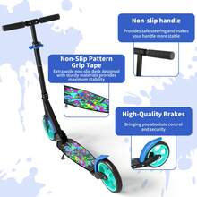 Commugo T1 Kick Scooter For Kids 6-12, Teens, Foldable Lightweight Scooter With 8 Inch Wheels, Hell A Grip, Max Load 240 LBS, Gift For Childs Adjustable Height Handlebars - Blue - View 4