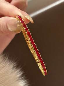 1pc Stainless Steel European & American Style Niche INS Premium Letter O Bracelet For Women, Versatile Commuter Bracelet - Sparkling Ruby Bracelet - View 5