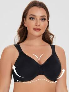 MELENECA Women's Minimizer Seamless Unlined Comfortable Plus Size Underwire Bra - Black - View 4