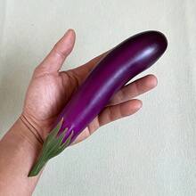 8.27 Inches X 1.85 Inches, Realistic Purple Eggplant Simulation Model And Teaching Material | Realistic Vegetable Model, Leaves Made Of Glossy Purple And Green Materials, Made Of Durable Plastic, Perfect For Home, Kitchen And Party Decoration - A - View 9