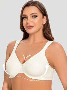MELENECA Women's Minimizer Seamless Unlined Comfortable Plus Size Underwire Bra - Beige - View 5