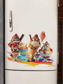 1pc Cute Anthropomorphic Candy Bean Ice Cream Wall Decor Sticker, Removable Room Decoration Sticker For Bedroom, Living Room, Kitchen - 1PC - View 2