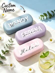 Customized Name Glasses Case, Personalized Hard Shell Glasses Case, Women's Customized Hard Shell Glasses Case, Customizable Birthday Gift, Customizable Protective Glasses Case, Valentine's Day Gift, Decoration, Minimalist Modern Appearance, Unisex, Friends - Multicolor - View 2