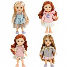 Set Boneka Anak Perempuan 4-in-1, Hadiah Pesta Anak Perempuan, Boneka BJD 6 Inci, Boneka Sendi dengan Berbagai Pakaian, Hadiah untuk Anak-anak, Hadiah Koleksi - 4 boneka - View 13