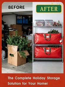 1pc-Christmas Tree Storage Bag, Christmas Tree Moving Bag, Christmas Tree Storage Pouch, Christmas Tree Packaging, Surprise Gift Large Package, Large Christmas Tree Storage, Large Capacity Heavy Duty Artificial Tree Bag, Christmas Party Supplies. With Reinforced Handles And Dual Zippers, Extra Large Waterproof And Durable, Suitable For Christmas Tree, Christmas Gifts, Christmas Home Decor Storage (Red) - Red - View 8