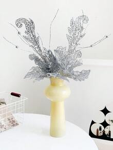 1/2/4pcs Artificial Plant Christmas Tree Decoration Hanging Ornaments, Shiny Sequin Berry Bouquet, Suitable For Holiday Wedding Party Home Indoor Dining Table, Room, Bedroom Decoration, Woven DIY Decoration Accessories, Christmas Tree And Christmas Plant Decoration - Silver - View 2