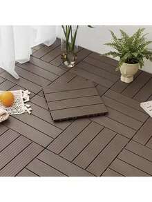 DIY Interlocking Patio/Yard Floor Tiles, Plastic Outdoor Balcony Ground Covering - A - View 1