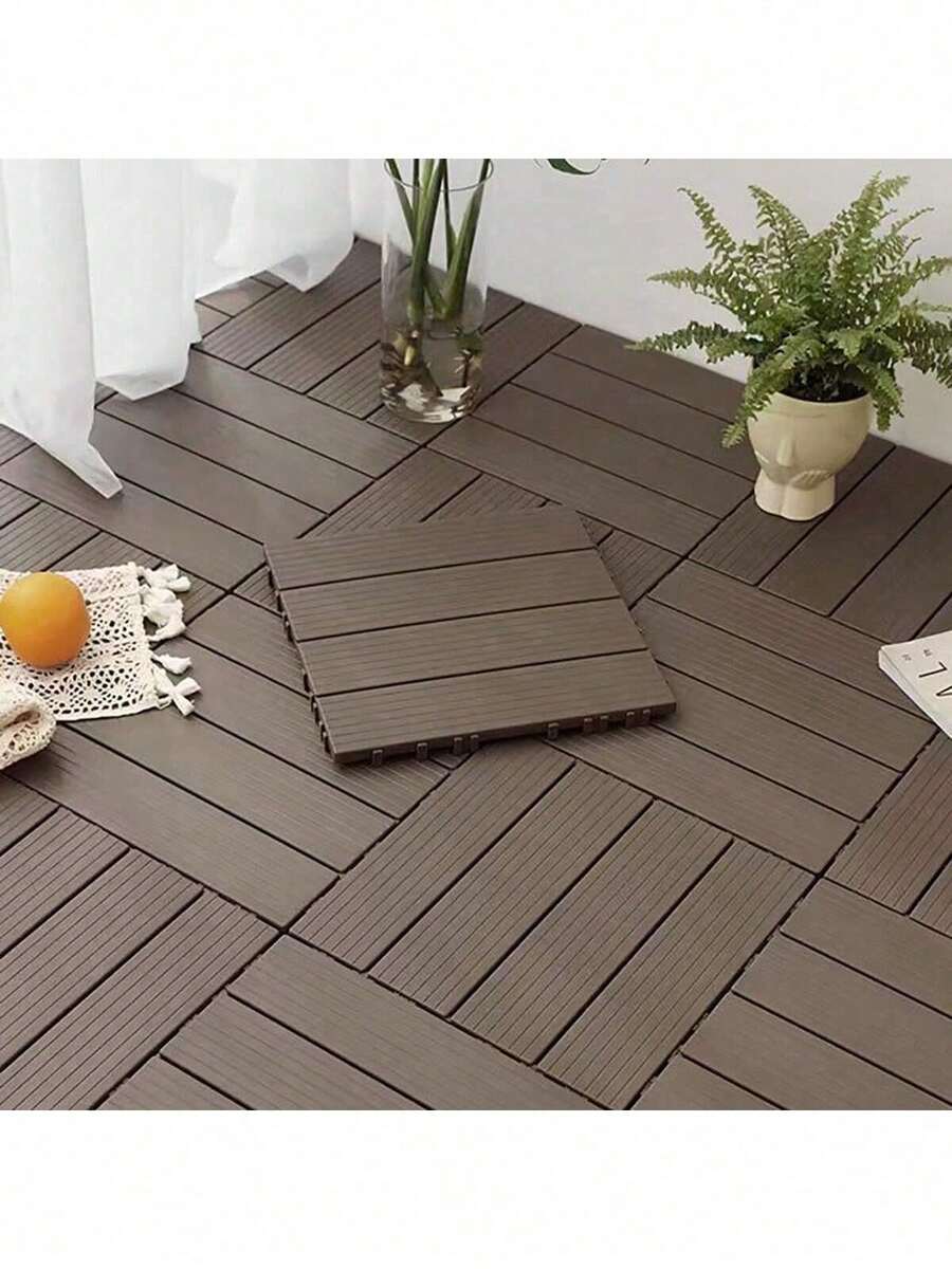DIY Interlocking Patio/Yard Floor Tiles, Plastic Outdoor Balcony Ground Covering - A - View 1