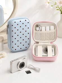 New Polka Dot Pattern Portable CCD Camera Storage Bag - Compact Design, Zipper Closure, Suitable For Outdoor Photography And Office Use | Travel Camera Bag, Secure Zipper Closure, Suitable For All Ages And Genders. Waterproof, Lightweight, Large Capacity, Portable Accessory. Cable Organizer, Electronic Product Storage Bag, Travel Tech Supplies Storage Bag, Vacation Essential, College Essential, Back To School Essential, Travel Essential - Multicolor - View 7