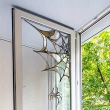 1pc PVC Material Halloween Spider Web Static Glass Sticker, Double-Sided Visible, 20 Lines, Self-Adhesive Decorative Sticker, Suitable For Home Windows - Multicolor - View 2