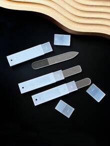 1件裝強化玻璃指甲锉，附透明塑膠收納盒，三面耐磨美甲拋光修整工具，便攜式指甲修護锉 - 彩色 - 查看 9