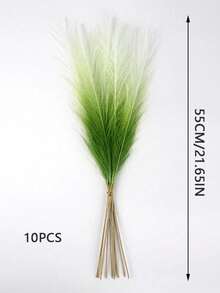 10pcs Artificial Reed Grass, Faux Fluffy Grass Stems, Bohemian Style Wedding Decor, Room Decor, Home Decor, Mother's Day Gift (Sage Green Gradient), Valentine's Day - Multicolor - View 3