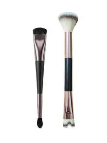 2pcs/1pc Dual-Ended Contour Brush, Multi-Function Makeup Brush, Suitable For Nose, Eye Corners, Tear Trough, Nose Bridge, Lip Base Shading And Highlighting, Soft Synthetic Bristles, Facial Sculpting Makeup Tool - Multicolor - View 12