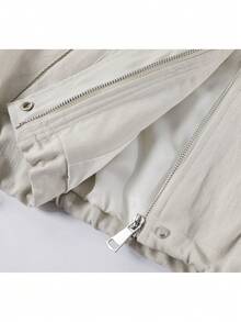Chaqueta corta elegante y versátil de estilo coreano con bloques de color y patchwork, casual para primavera/otoño - Verde - Ver 4