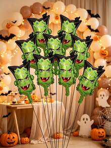 10入 44cm 萬聖節綠色怪物卡通鋁箔氣球套組，適合 Trick Or Treat 主題派對（不含緞帶） - 查看 1