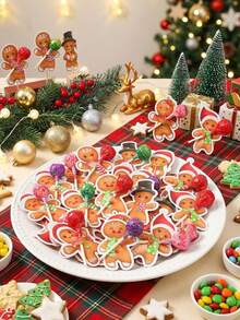 48pcs Christmas Cartoon Gingerbread Man Lollipop Cardstock, Christmas Mixed Style Lollipop Decoration Cardstock, Gingerbread Man Shaped Lollipop Cardboard, Christmas Candy Paper Packaging, Christmas Party Supplies, Christmas Party Decoration, Christmas Home Decor, Autumn/Winter Holiday Decoration, Room Decor, Kitchen Decor, Christmas Gift, Party Favors, Christmas Gift Wrapping Supplies, 2027 New Year Home Holiday Party Decoration - Christmas Gingerbread Man - View 11