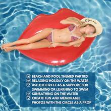 1pc Red Lips Shaped Inflatable Pool Float, Thickened PVC Inflatable Water Bed Suitable For Beach Sunbathing, Red Pink Lips Float Bed, Essential For Summer Outdoor Party - Multicolor - View 5
