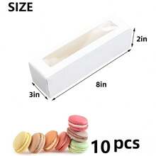 5/10 Pieces 8*2*3 In Foldable Long Rectangle Paper Gift Boxes, Kraft Brown & White Decorative Favor Boxes With Clear Window, Wedding Birthday Baby Shower Party Supplies For Gift Wrapping Small Crafts Storage - View 13