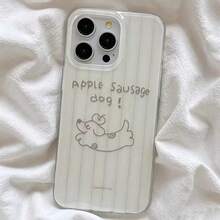 Casing Ponsel Minimalis Motif Dachshund dengan Tali Rantai Ponsel, Kompatibel dengan Apple 17 Pro Max/17 Pro Max/16/15/14/13/12/11, Pelindung Ganda Tahan Guncangan dengan Lubang Besar IMD - Putih - View 11