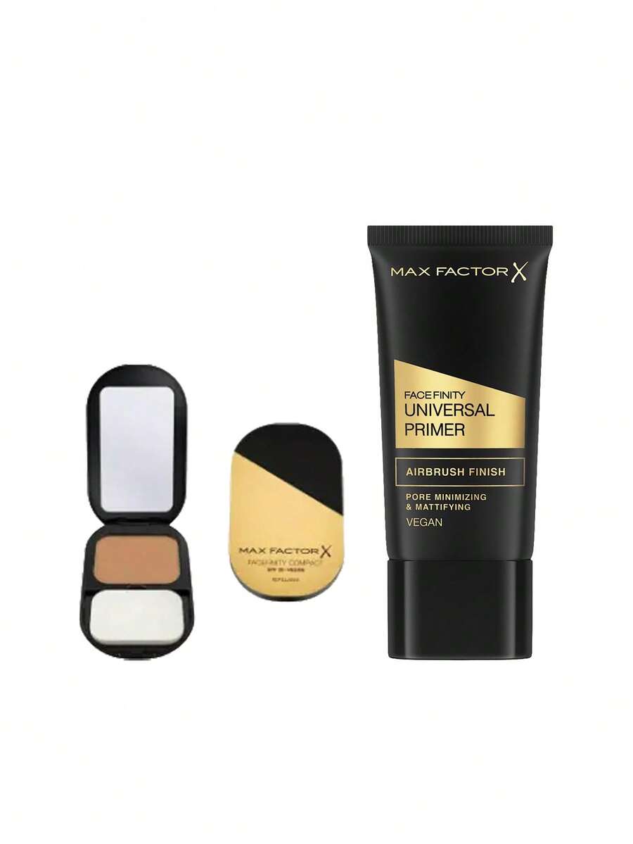 Max Factor [حزمة] كريم أساس مضغوط فيسفينيتي 076 ذهبي دافئ 10 جرام + برايمر عالمي فيسفينيتي 30 مل - 076 ذهبي دافئ + شفاف - مشاهدة 1