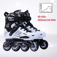 Professional Adult Unisex Inline Skates High Top Ankle Protection Aluminum Alloy Frame PU Wheels Freestyle Skating Shoes - White and Black - View 8