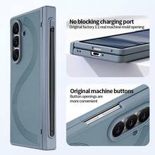 VIETAO Casing Ponsel dengan Engsel Pena Terintegrasi, Kompatibel dengan Galaxy Fold8 Fold7 Fold6 Fold5 Fold4 Fold 8 7 6 5 4, Casing Kulit Imitasi Full Cover dengan Pelindung Layar Kaca Tempered - Grey - View 5
