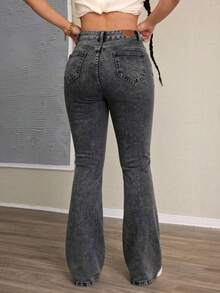 Women Jeans - 灰色 - 查看 4