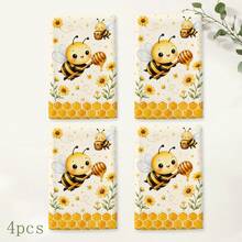 2/4pcs Bee Pattern Towels, Kitchen Dish Cloths, 6/8pcs Decorative Towel Set, Super Absorbent Microfiber, Machine Washable, Holiday Gift And Cleaning Supplies Decoration, Suitable For Holiday Cooking, Baking, Housewarming Gift And Cleaning Supplies, Fit For Kitchen, Bathroom, Toilet - Multicolor - View 18