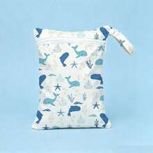 Waterproof Dry-Wet Separation Bag, Cute Blue Whale Print Swim Bag With Lanyard, Portable Beach Storage Bag For Swimwear, Diapers, Travel, Fitness And Toiletries - Multicolor - View 2