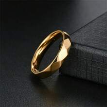 Minimalist Multi-Faceted Rhombus Polished Titanium Steel Ring, Gold And Silver Dual Color Options, 3D Cut Refractive Delicate Luster, Waterproof Hypoallergenic Non-Oxidizing Non-Fading, Plain Band Versatile For Commuting, Suitable As Couple Rings, Daily Stacking Rings, Simple Elegant Gift Accessory - Multicolor - View 10