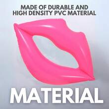 1pc Red Lips Shaped Inflatable Pool Float, Thickened PVC Inflatable Water Bed Suitable For Beach Sunbathing, Red Pink Lips Float Bed, Essential For Summer Outdoor Party - Multicolor - View 4