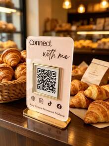 客製化壓克力 QR Code 告示牌，商業付款碼立牌，支援圖片與文字客製化！高透明壓克力材質，耐磨防水耐用，QR Code 辨識靈敏，可用作牆貼、桌面立牌，適用於便利店、餐廳、實體店，免費版面設計 - 彩色 - 查看 4