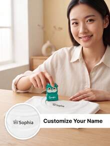 Customize 1 Green Squirrel Custom Clothing Name Seal, Personalized Clothing Seal, DIY Custom Cartoon Self Printed Name Seal, Icon And Name Combination, Personalized Stationery Gift, Perfect Gift, Multiple Icon Options - Green - View 1