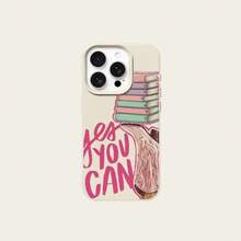 1pc TPU Material Sweet & Cool Book High Heel Slogan Pattern Phone Case Compatible With IPhone 17 Pro Max/17/16 Pro Max/15/13/12/11/ S20 FE/A15/S24/A55/ Note 11/Note 12/Note 13 Pro Full Coverage Anti-Drop Soft Shell Protective Cover - White - View 6